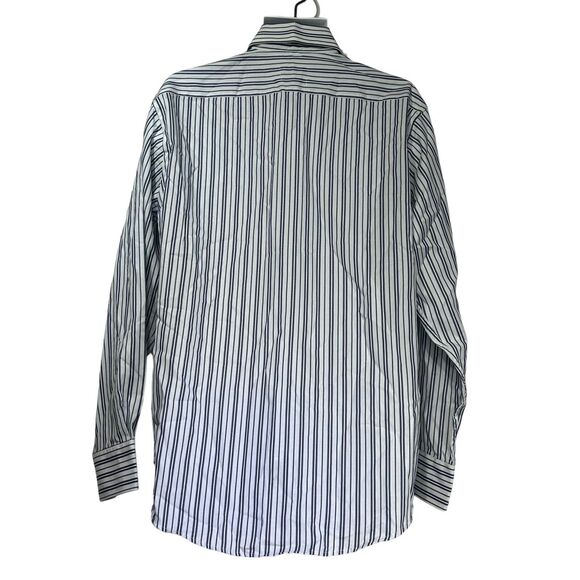 Thomas Dean Stripe Button Up Long Sleeve Dress Shirt Size L - Picture 2 of 6